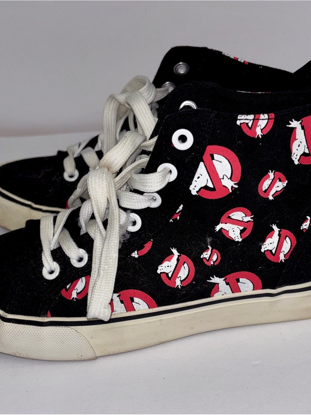 Ghostbusters High Top Sneakers Size 5 Youth Womens 7 Black Canvas Logo 2017 Rare